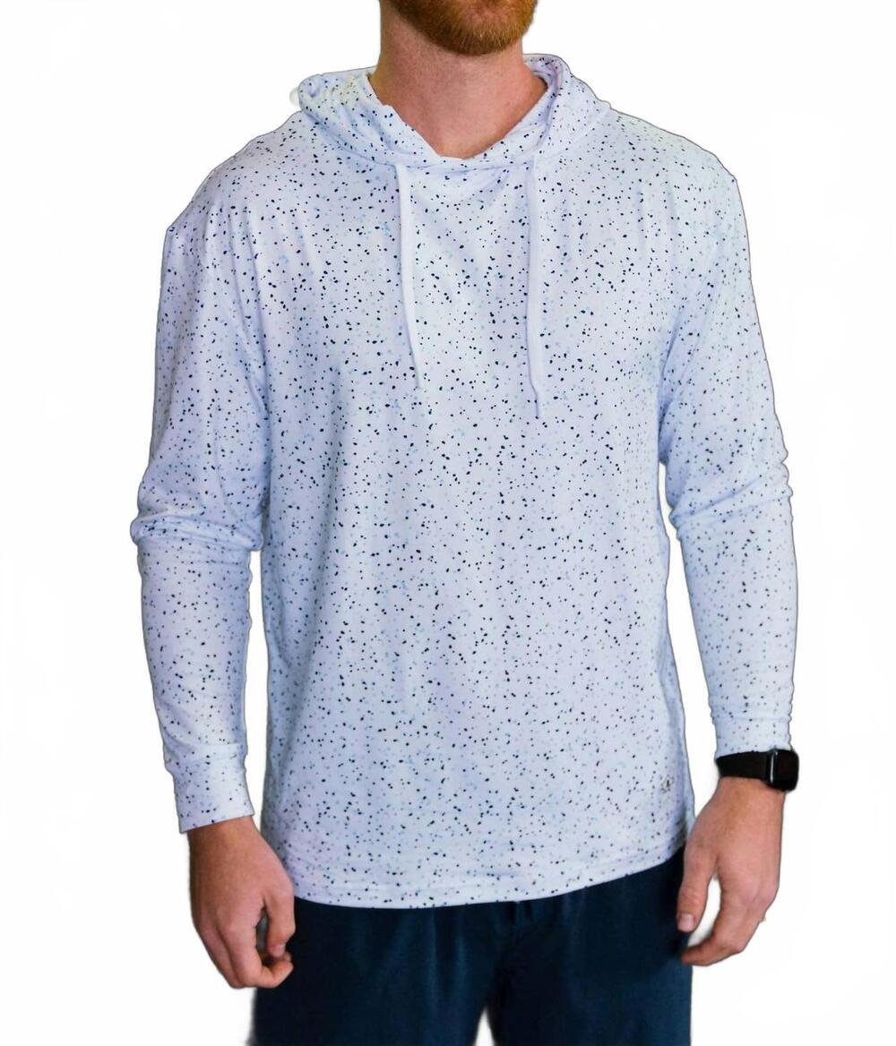NEW BURLEBO performance long sleeve hoodie in white speckled